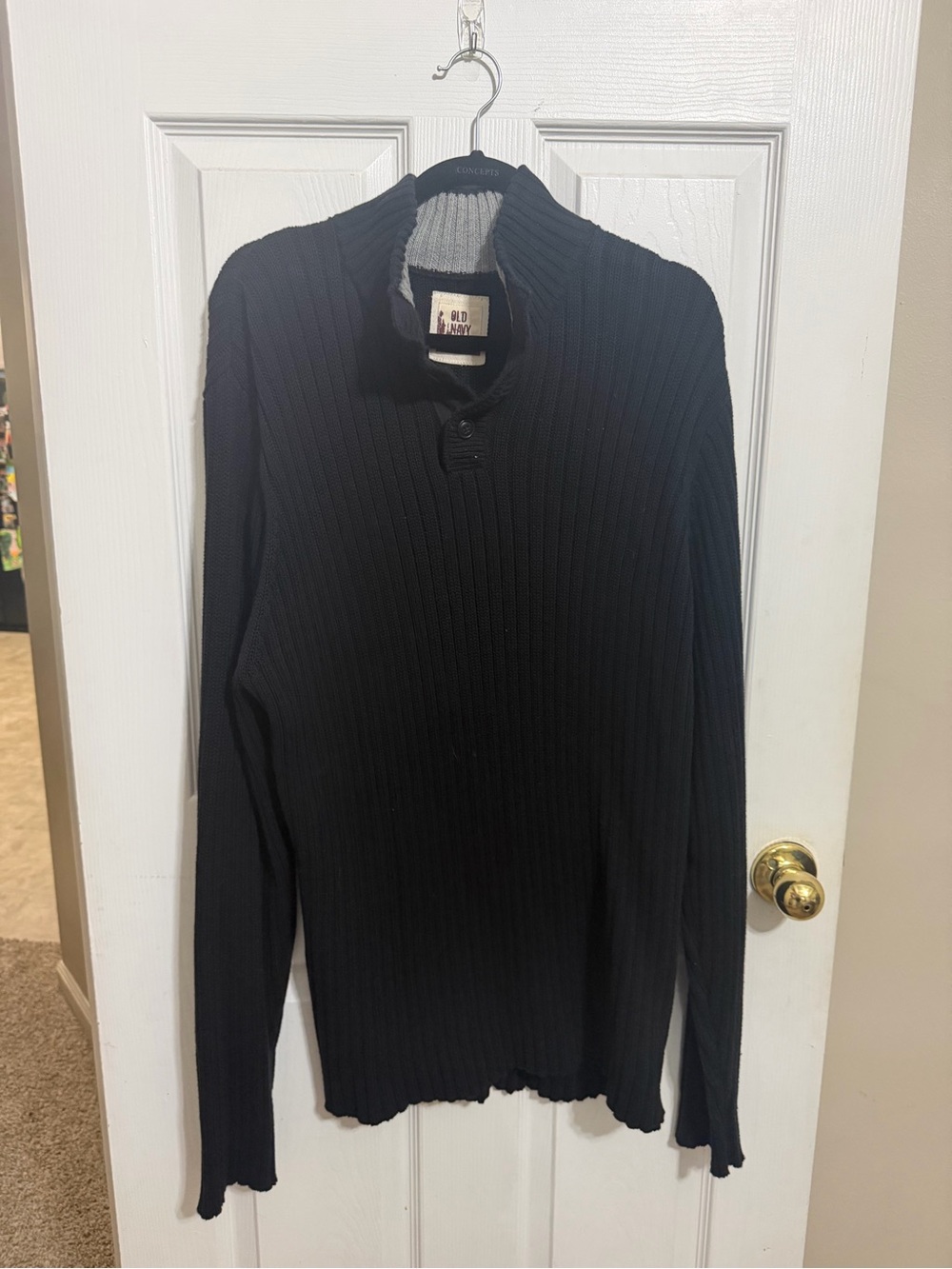 Old Navy Black Ribbed Turtleneck Button-Tab Sweater